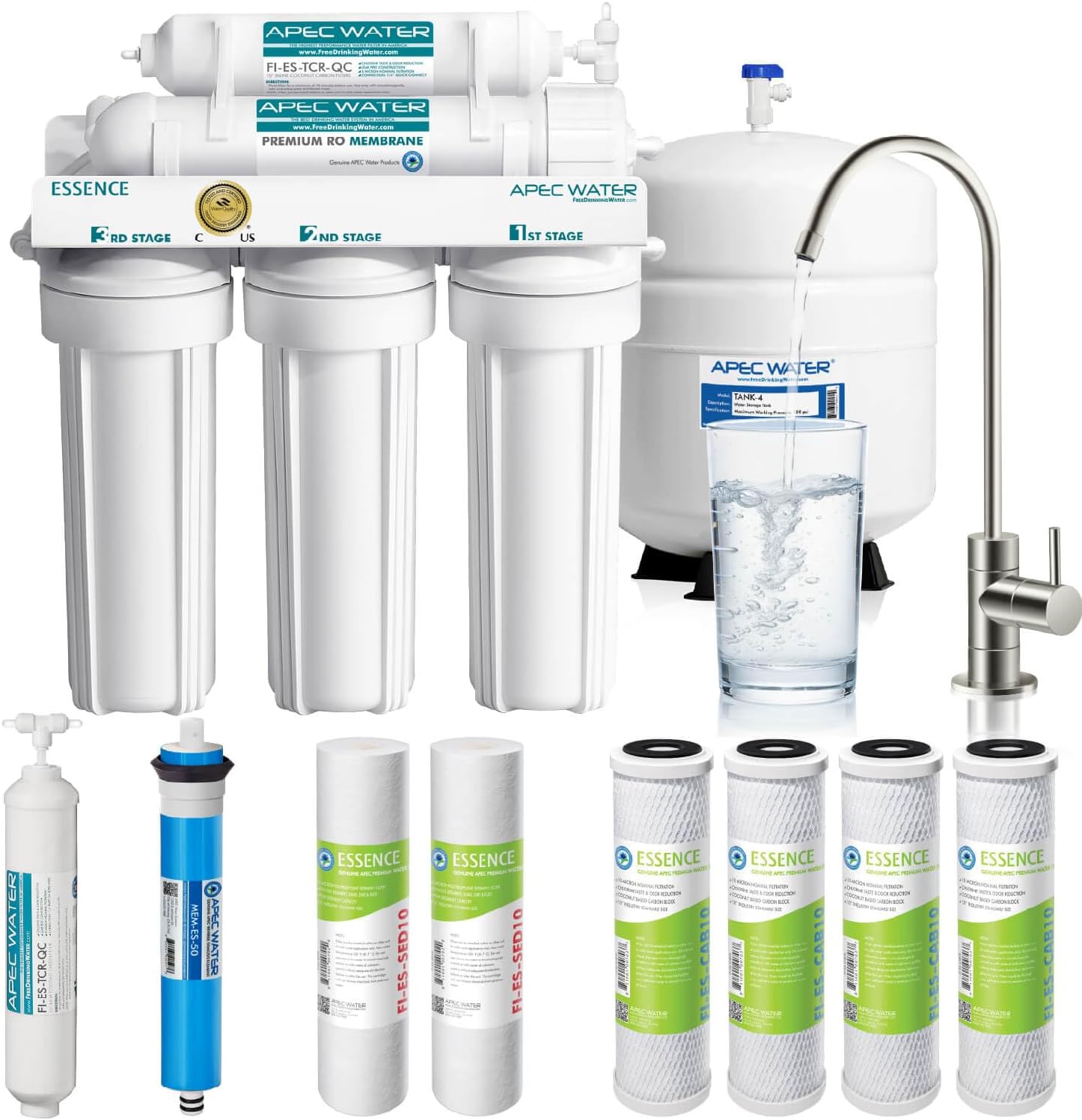 APEC Water ROES-50, 5-Stage Under Sink Reverse Osmosis System, 50 GPD | NSF Certified 372 & 58, Reduces 99% of Impurities, DIY Installation