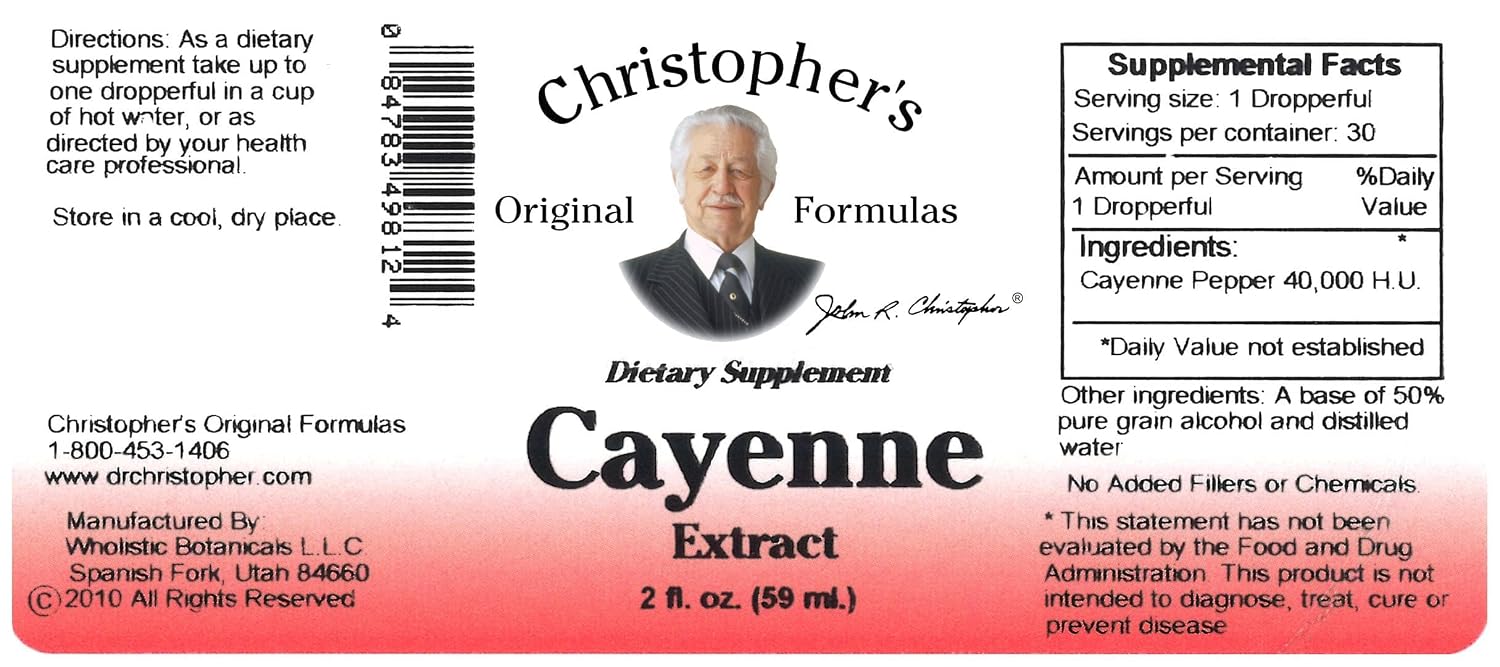 Christopher's Original Formulas Cayenne Extract - 2 fl oz Liquid | Premium Herbal Supplement for Wellness