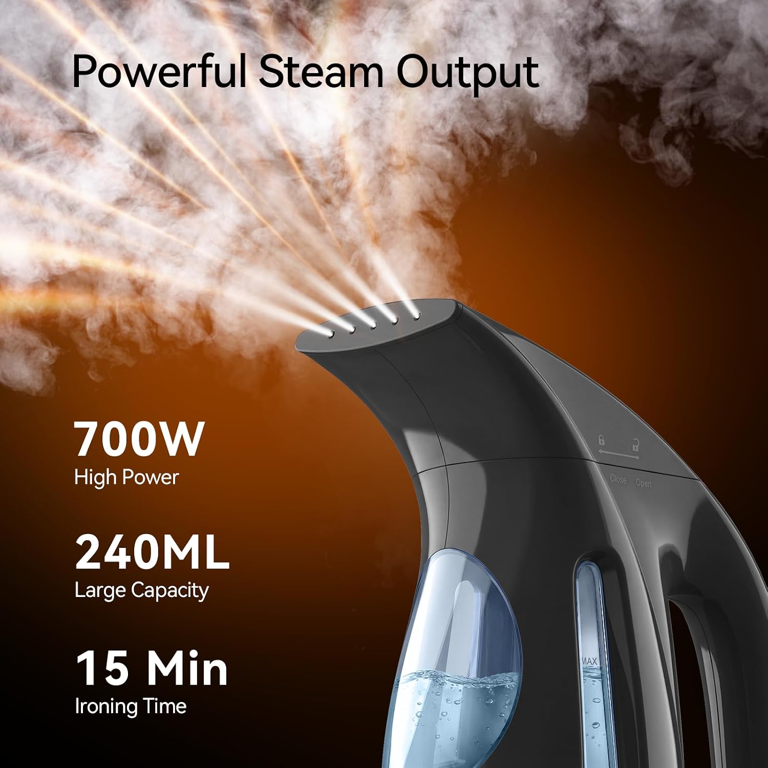 HiLIFE Steamer for Clothes, Portable Handheld Clothing Steamer, 240ml Big Capacity, 700W, Strong Power, Fabric Quick Wrinkle Remover with Brush for Home, Office(ONLY 120V) -Blue