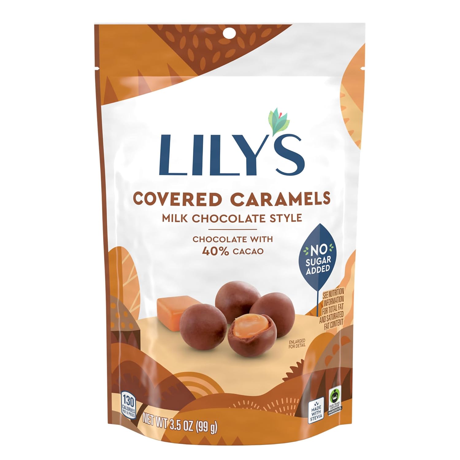 Milk Chocolate Style Caramels By Lily's Sweets | Stevia Sweetened, No Added Sugar, Low-Carb, Keto Friendly | Fair Trade