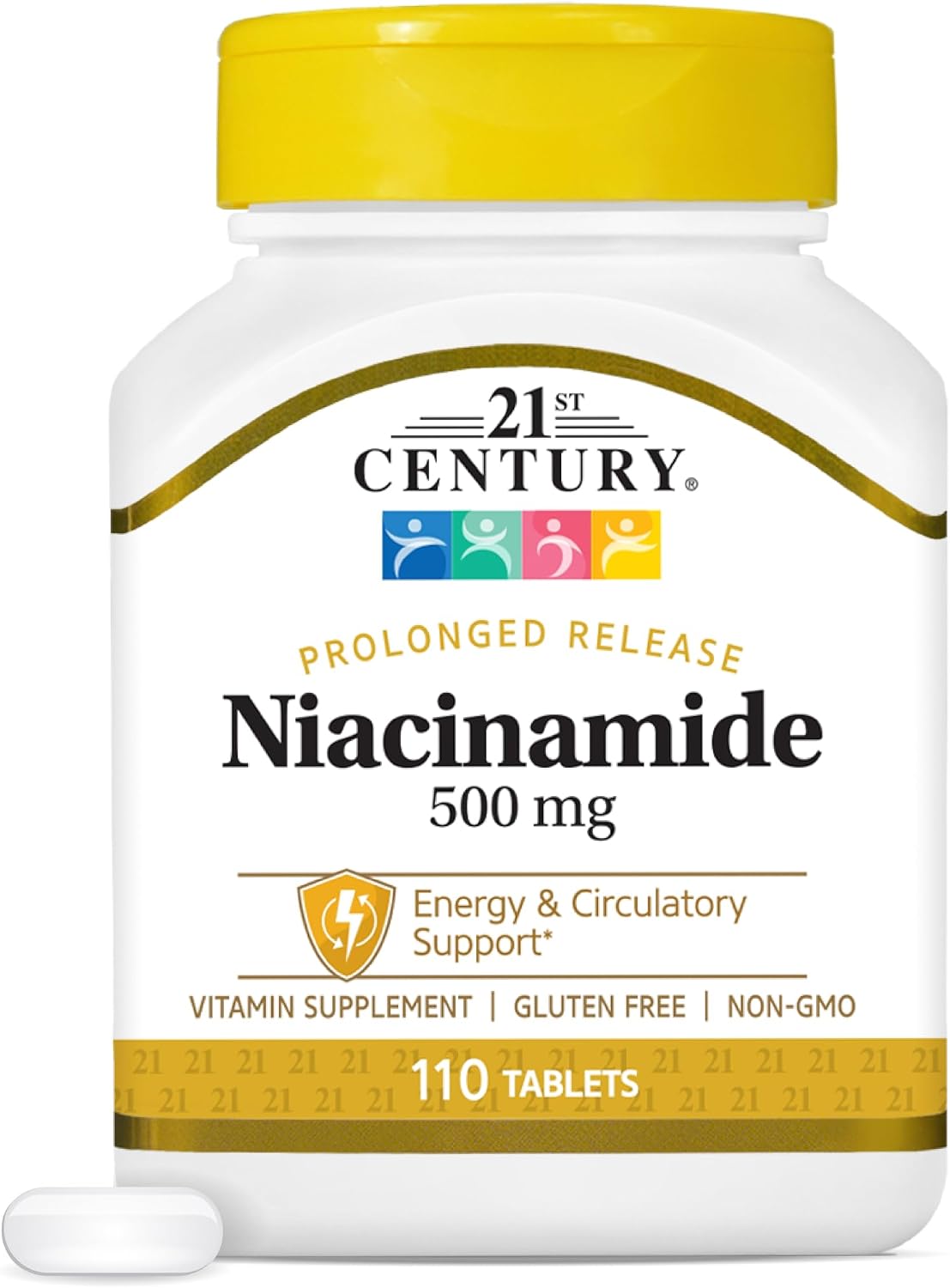 21st Century Niacinamide 500mg Prolonged Release, No Flush, 110 Count | Vitamin B-3 Niacinamide 500 mg, Energy Metabolism & Skin Health Support, No-Flush Formula, Prolonged Release, Non-GMO Tablets