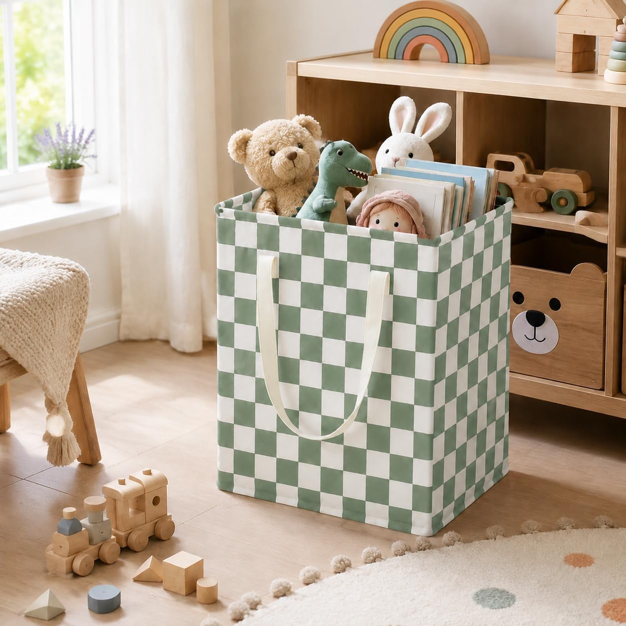 MAIZMZ Kids Hamper Storage Basket Nursery Bins Baby Gift Toy Organizer Box Laundry Basket Large Canvas Collapsible Chest for