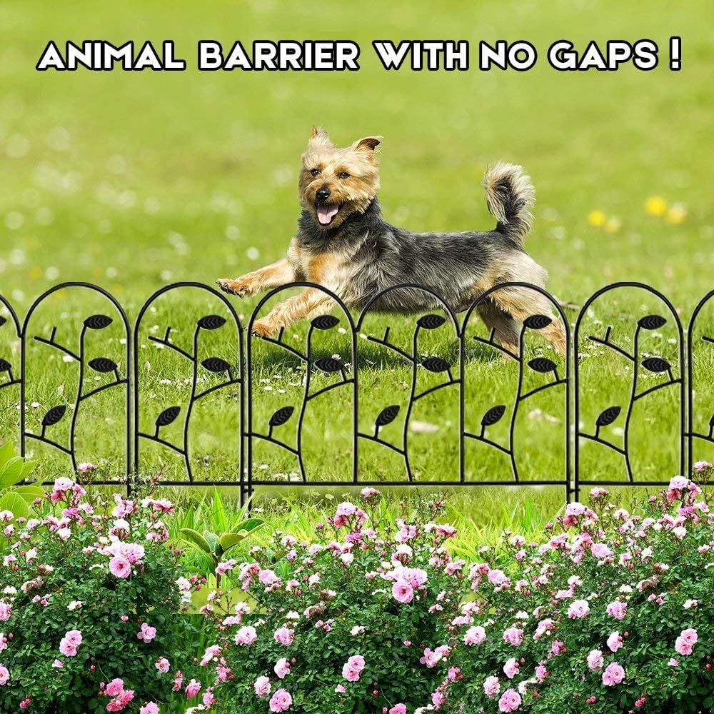 AMAGABELI 10 Panels 17in(H)×10ft(L) Decorative Garden Fences and Borders for Dogs No Dig Rustproof Metal Fence Panels Garden Edging Border Animal Barrier Fencing for Flower Beds Yard Patio Decor Black