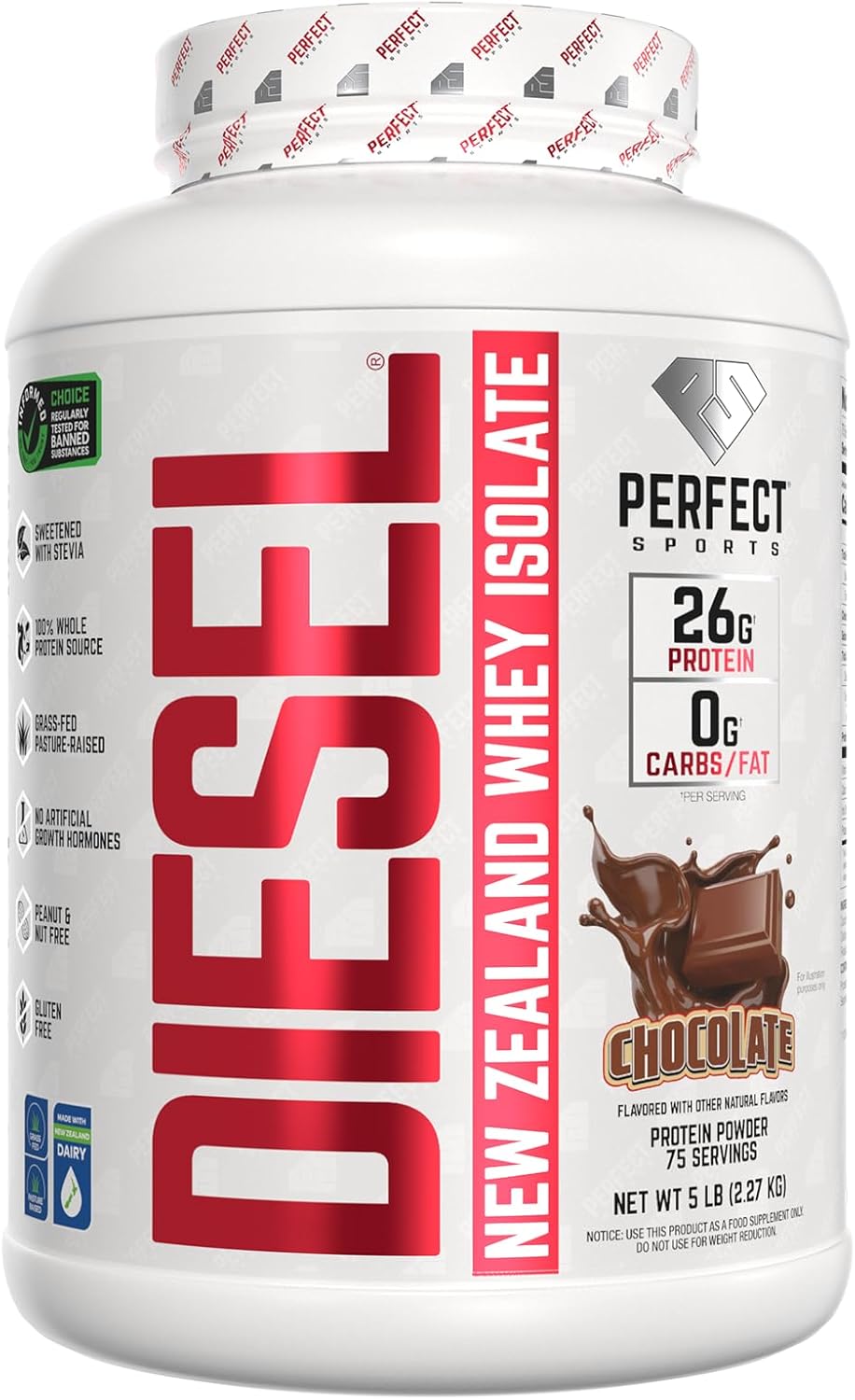 PERFECT SPORTS Diesel Whey Protein Isolate, Milk Chocolate, 2 lb