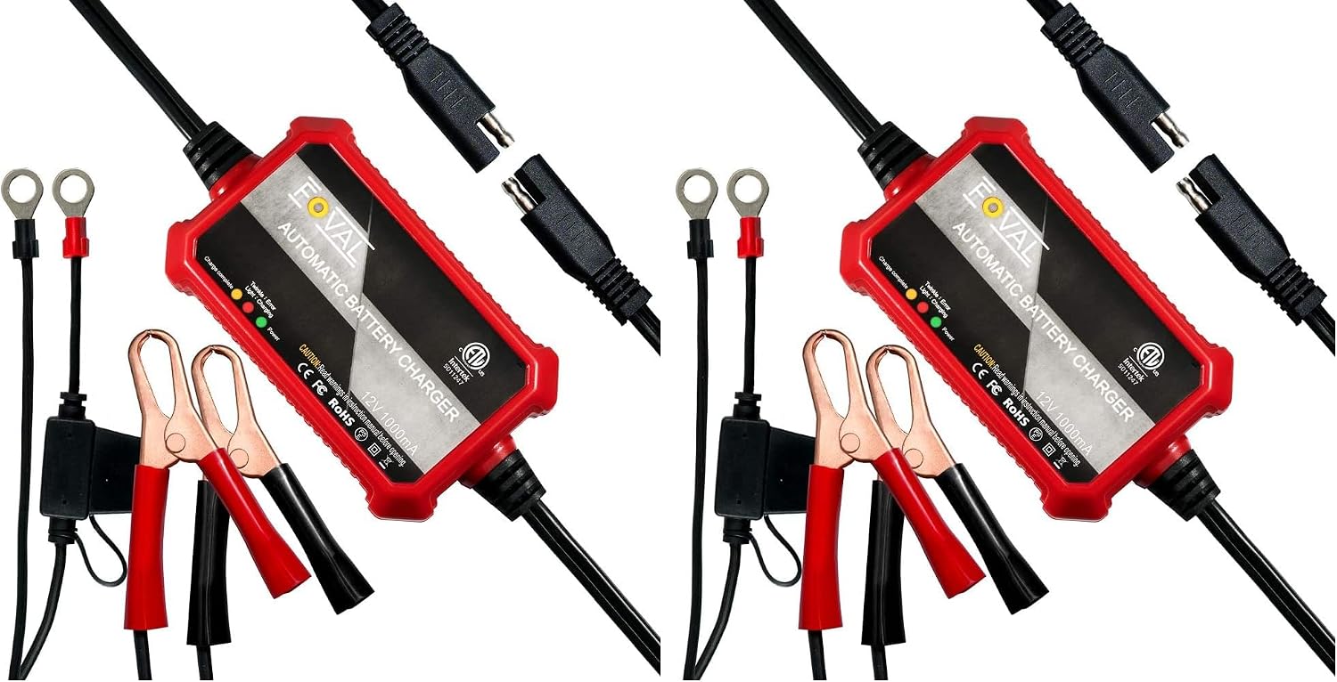 Foval Automatic Trickle Battery Charger 12V 1000mA Smart Battery Charger
