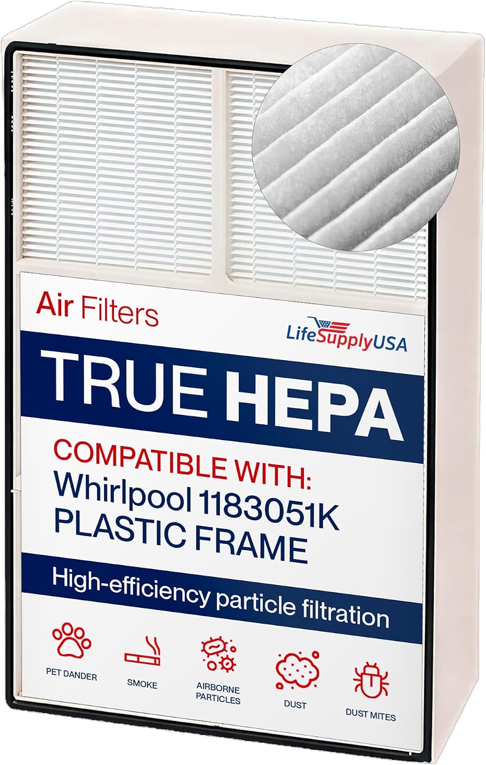 True HEPA Filter Replacement Compatible Whirlpool Whispure Air Purifier AP150 AP250 Sears Kenmore 83353, 83374 83234 SMALL by LifeSupplyUSA