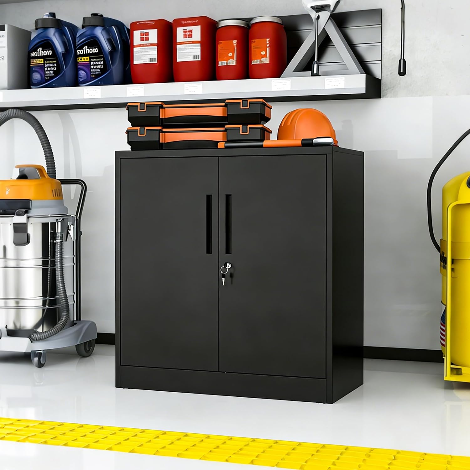 Metal Storage Cabinet for Garage, Tool Cabinet, Utility Cabinet | Wheeled, Rolling Tool Cabinet, 6 Drawers, Top Countertop, Pegboard, Assembly Required, Black