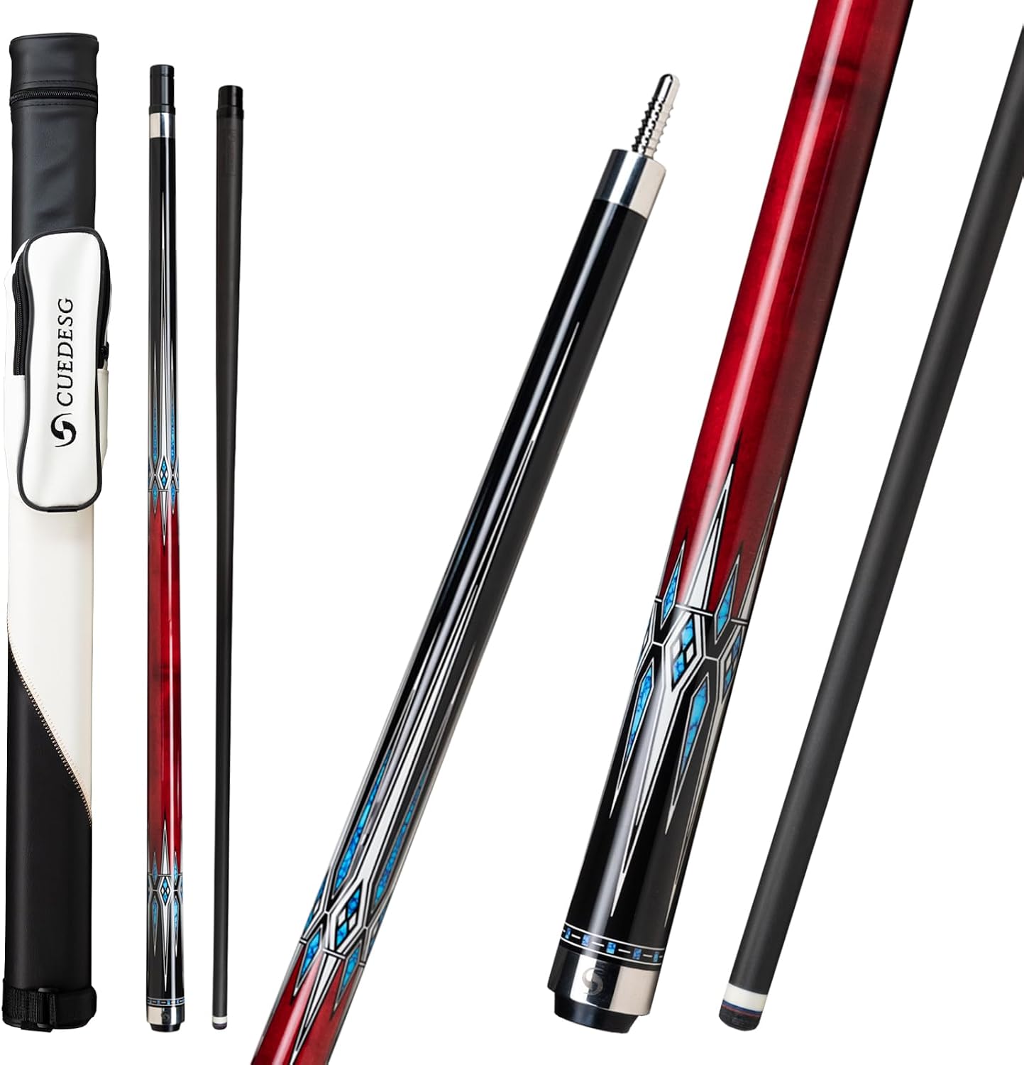 Carbon Fiber Pool Cue Stick 10.5mm/11.8mm/12.5mm,Low Deflection Pool Stick,Professional Cue Stick with Case