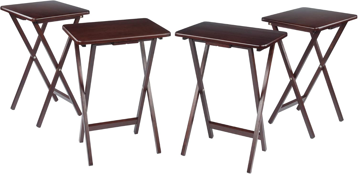 Winsome Alex Set of 2 Foldable Snack Tables, Natural, 26"