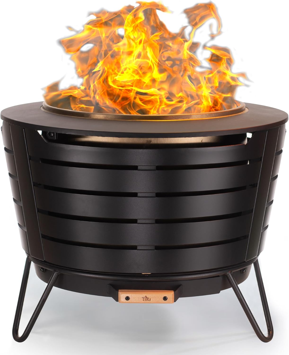 TIKI Patio Smokeless Fire Pit, 25 in Wood Burning Fire Pit with Cover
