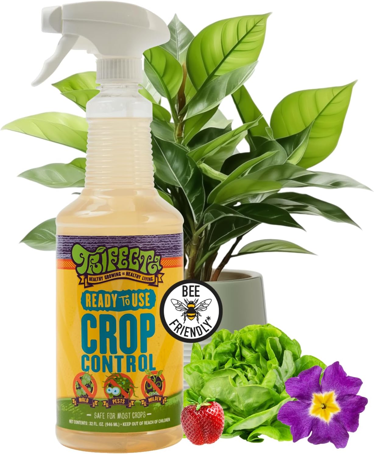 Trifecta Crop Control Super Concentrate | 4 oz | All-in-One Pesticide, Fungicide, Miticide And Insecticide | For Spider Mites, Mildew, Mold And Botrytis