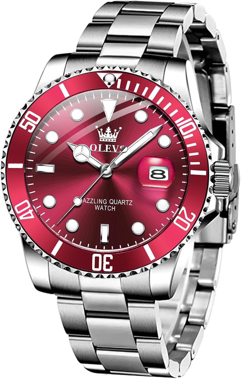 OLEVS Watches for Men,Classic Luxury Big Face Men Watches, Silver Dress Stainless Steel Men Wrist Watch with Luminous Analog Relojes para Hombres