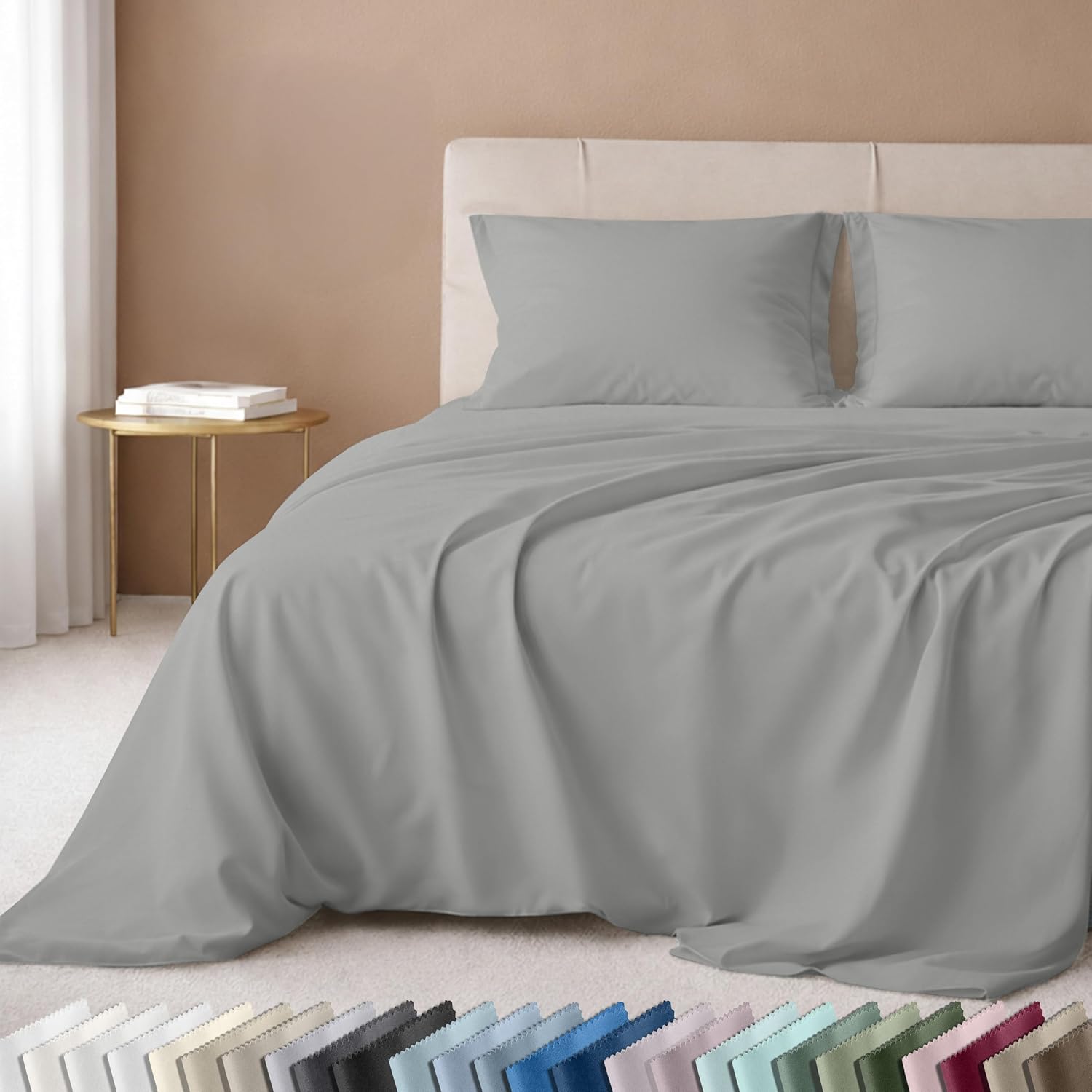 California Design Den Luxury 600 Thread Count Full Size Sheet Sets, Seafoam | 100% Cotton Sateen Backed by Good Housekeeping Seal, Soft & Smooth, 16" Deep Pocket, All-Around Elastic, Durable, Easy Care