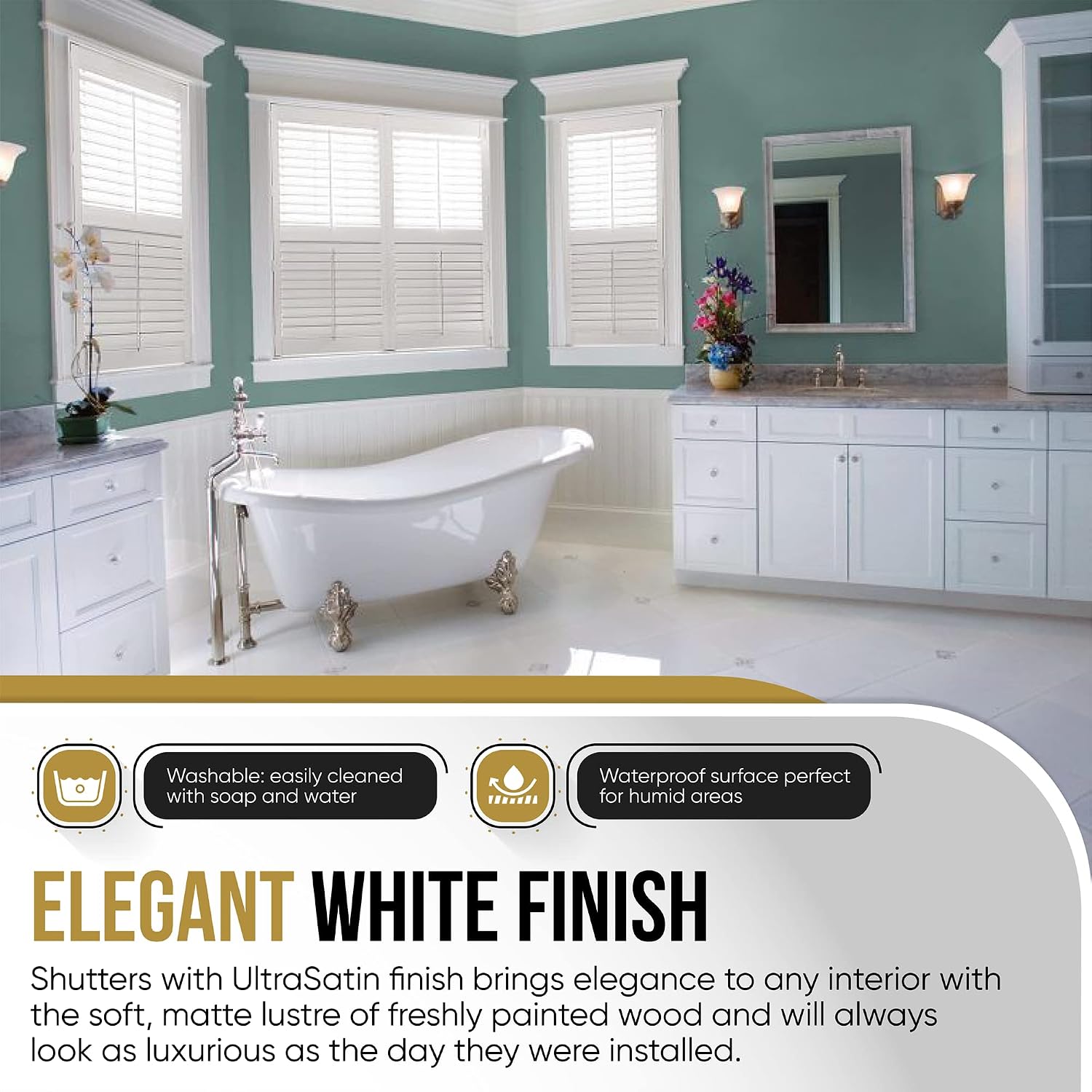 SUNCRAFT SHUTTERS-Plantation Shutters-Interior-Window COVERINGS-Custom Made in 10 Days- DIY Install -Made in North America-Never Needs Painting -25
