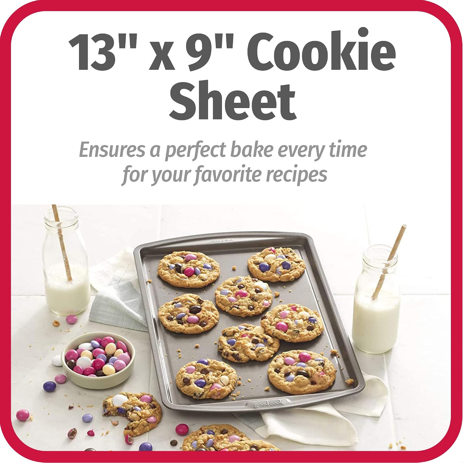 GoodCook Everyday Nonstick Steel Baking Sheet, 17 x 11-Inch, Gray