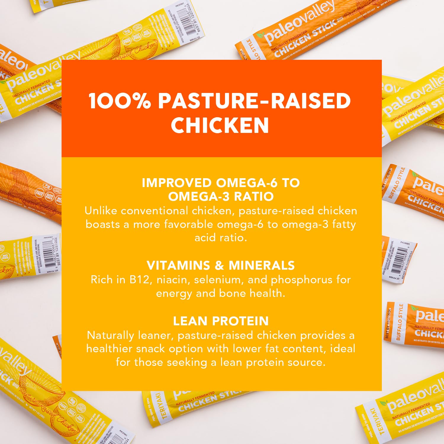 Paleovalley 100% Grass Fed Beef Sticks, Protein Snacks, Original | 10 Count, Individually Wrapped, Naturally Fermented, Gluten Free, Keto and Paleo, Made With Simple Ingredients, 6g Protein