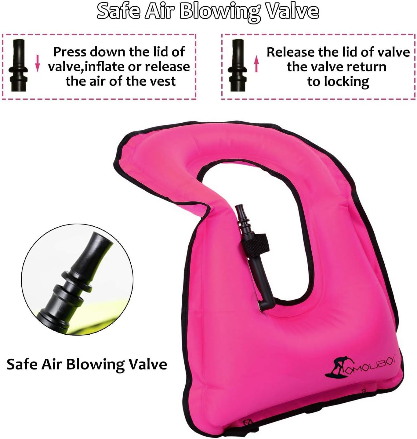 OMOUBOI Snorkel Vest for Adults Swim Vests Inflatable Snorkeling Jackets for Diving, Snorkeling, Swimming Safety (Suitable for 100-220 lbs)