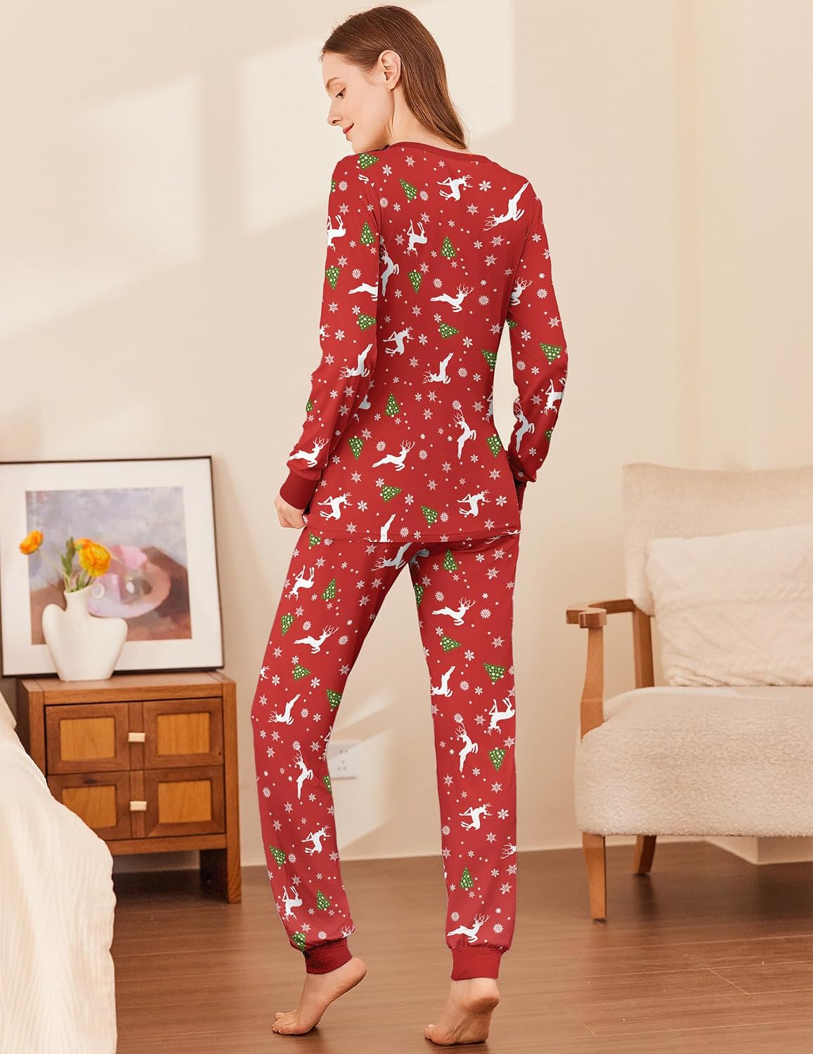 Ekouaer Womens Pajamas Sets Long Sleeve Tops with Jogger Pants