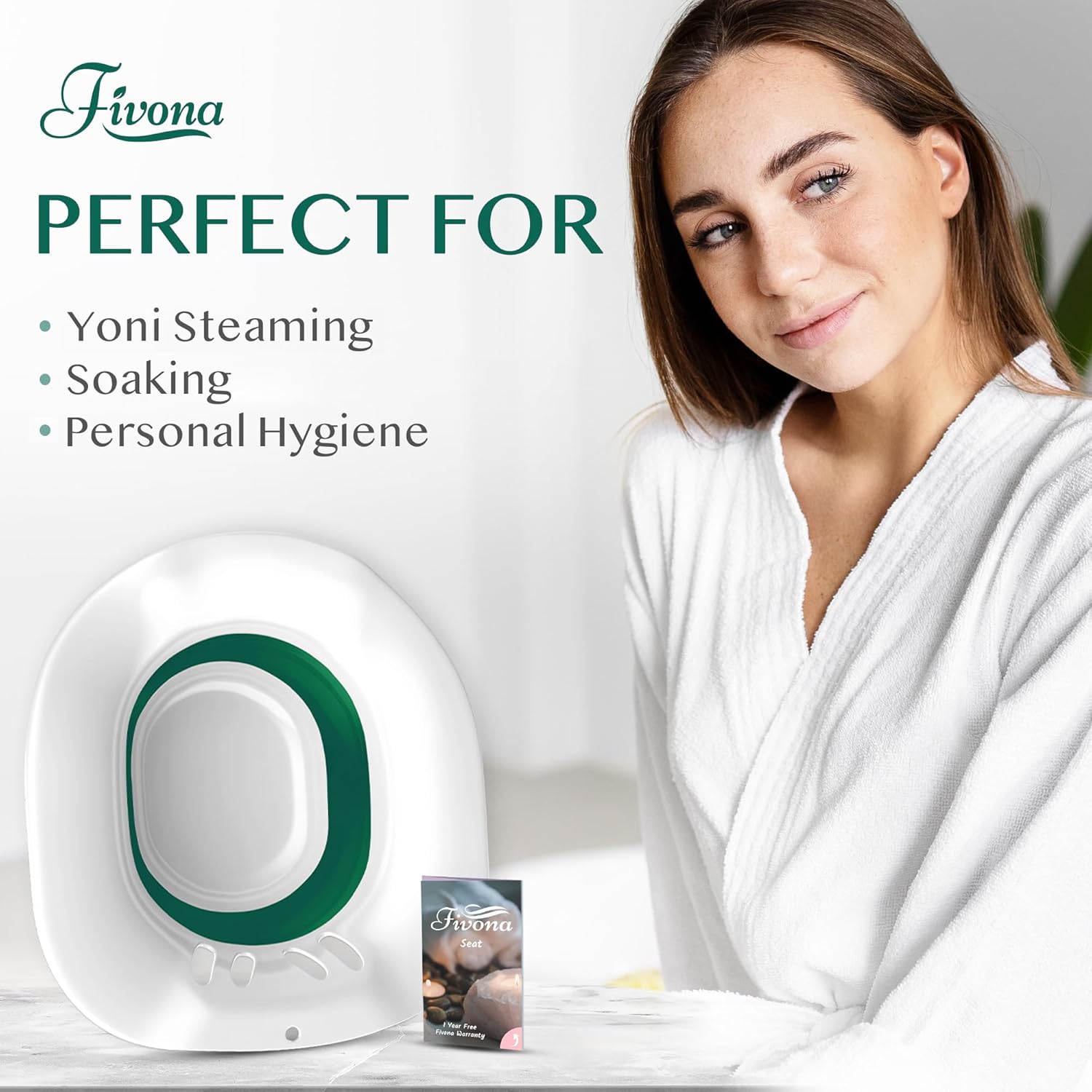 Fivona Sitz Bath for Toilet Seat Postpartum and Hemorrhoids Care - Yoni Steam Seat - Foldable Basin for Epsom Salt Soak - Portable Bidet BPA Free
