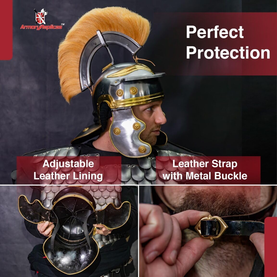 Armory Replicas Maximus Roman Gladiator Blackened 18g Helmet