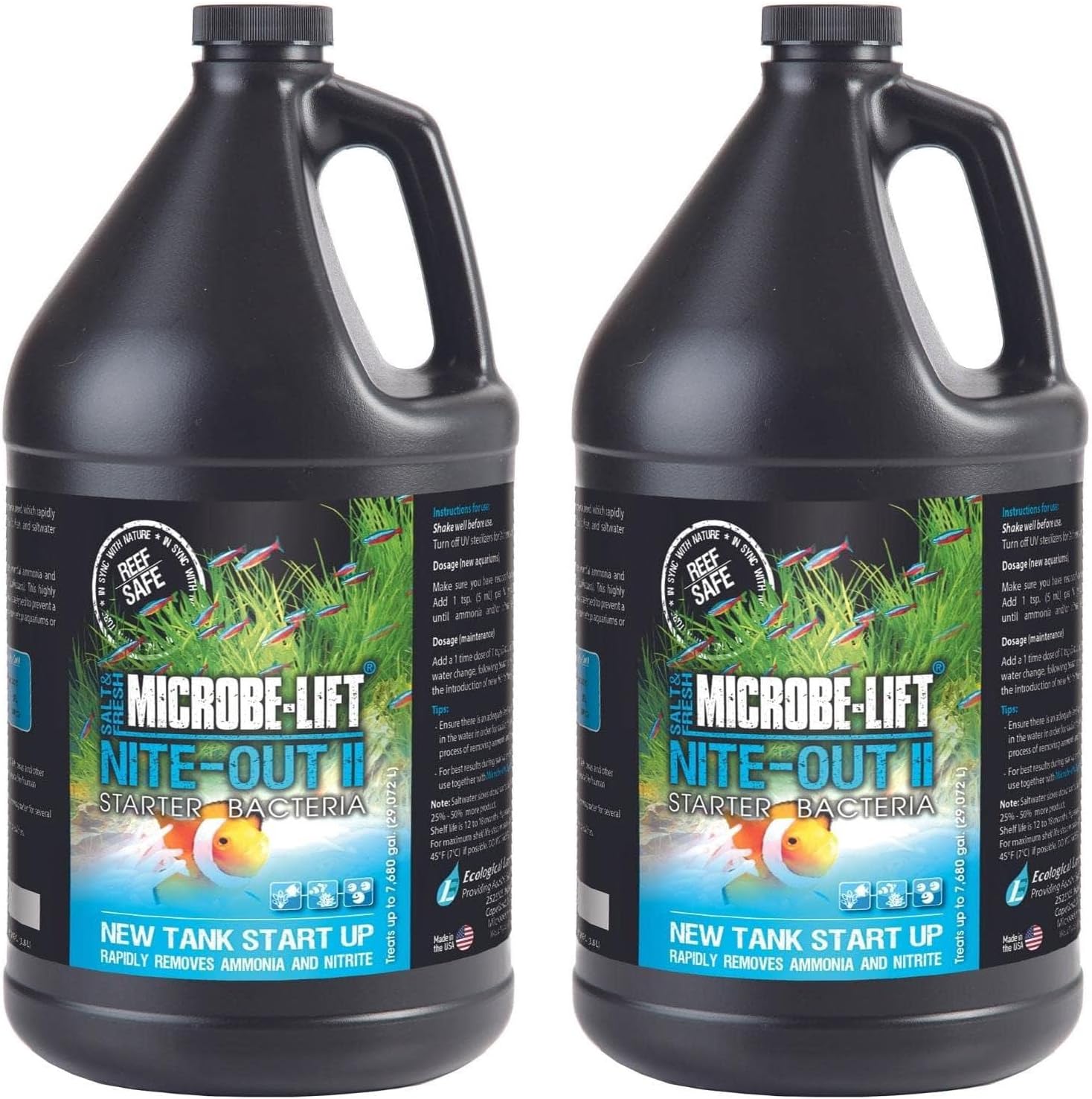 MICROBE-LIFT Nite-Out II Aquarium Bacteria for Start-up, Instantly Cycle Aquariums, Add Fish on Day 1, Rapid Ammonia and Nitrite Reducer for Freshwater & Saltwater Fish Tank, 16 Ounces (NITEH16)