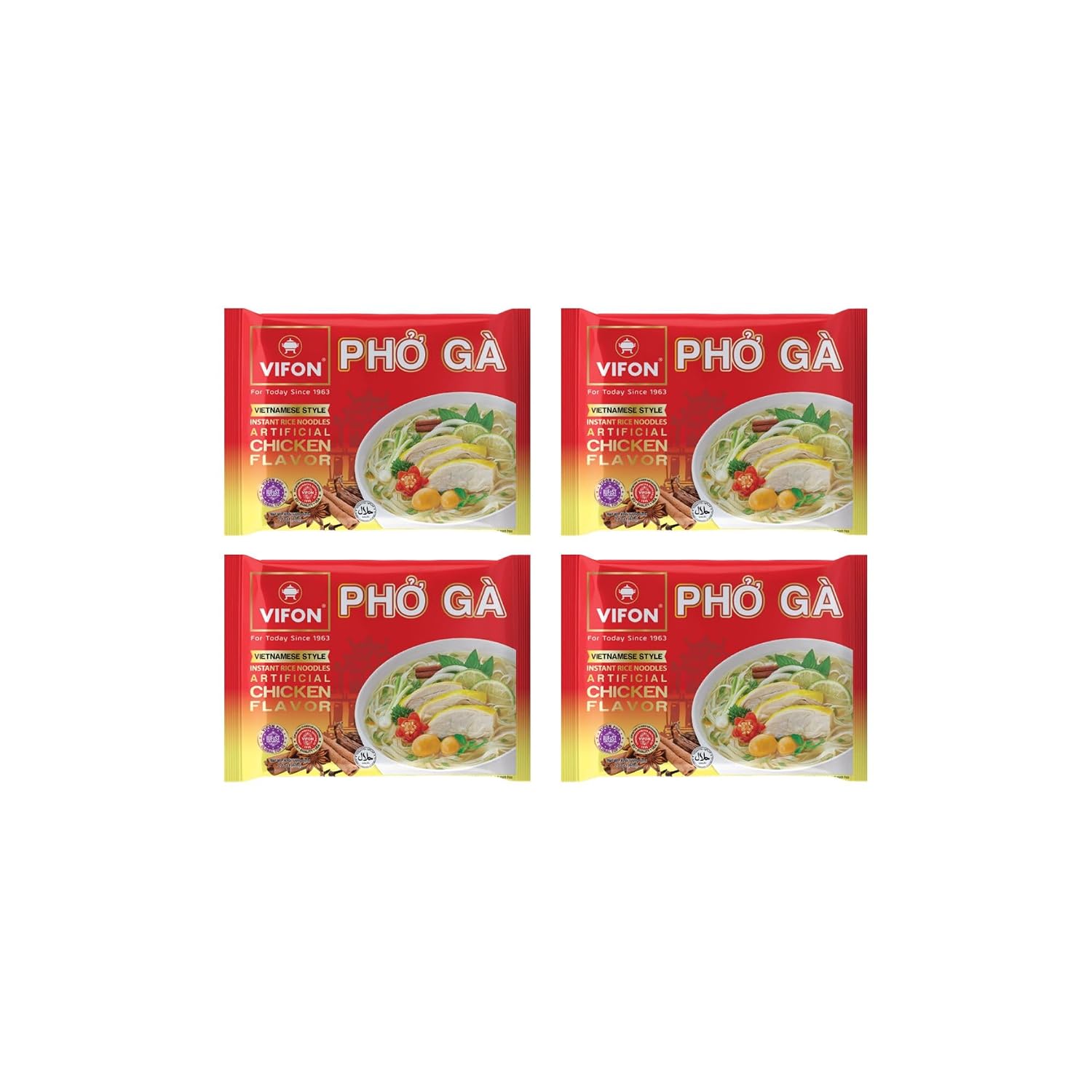 VIFON Phở Bò Vietnamese Style Instant Rice Noodles, 2.11 oz (Pack of 24) | Halal Certified | Authentic Vietnamese Phở | Ready in 3 Minutes