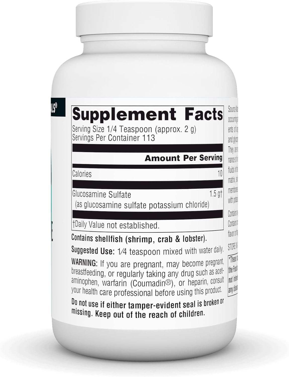 Source Naturals Glucosamine Sulfate, 8 oz Powder | Sodium-Free Powder For Joint Support*