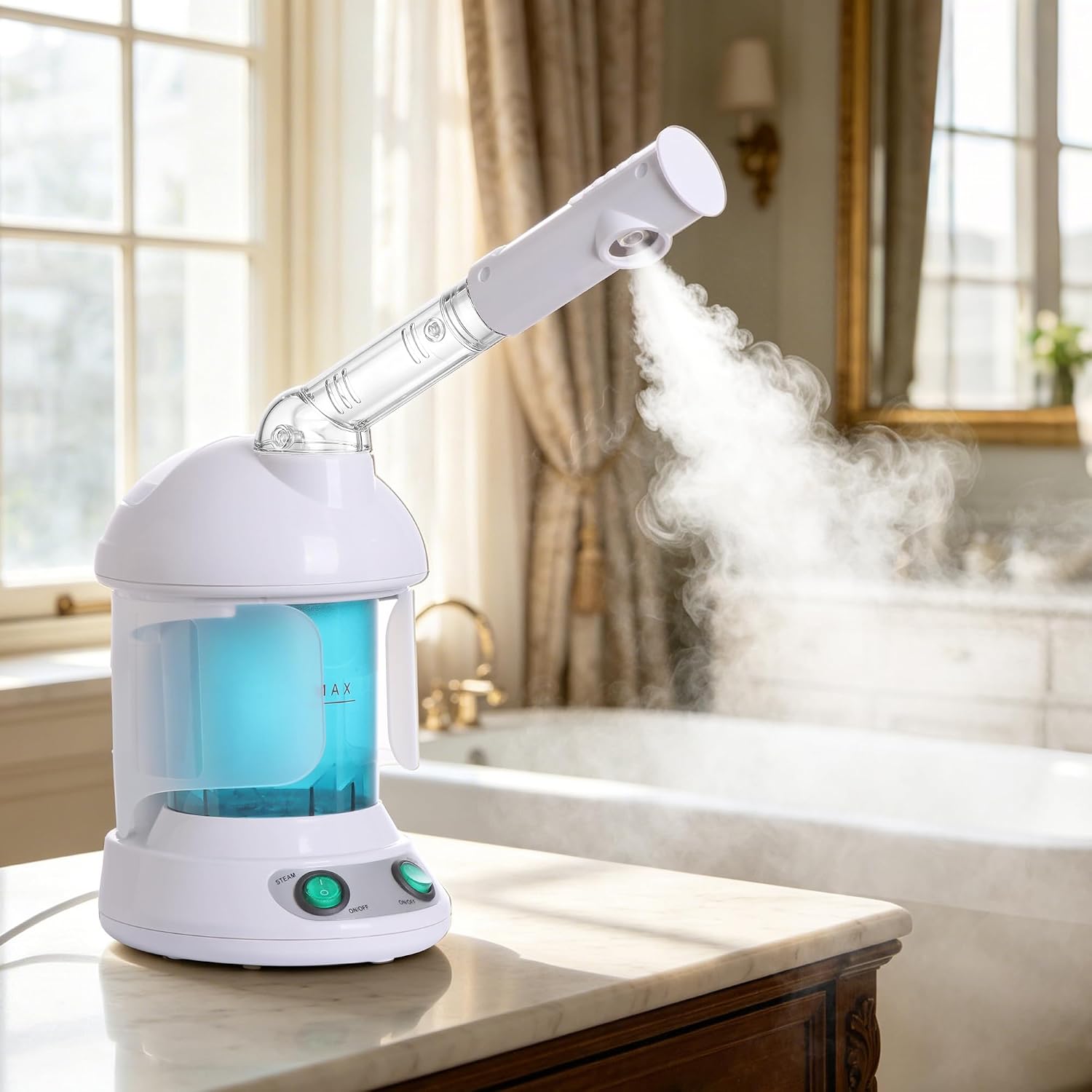 SUPER DEAL Hair Steamer PRO 3 in 1 Multifunction Ozone Facial Steamer with Bonnet Hood Attachment
