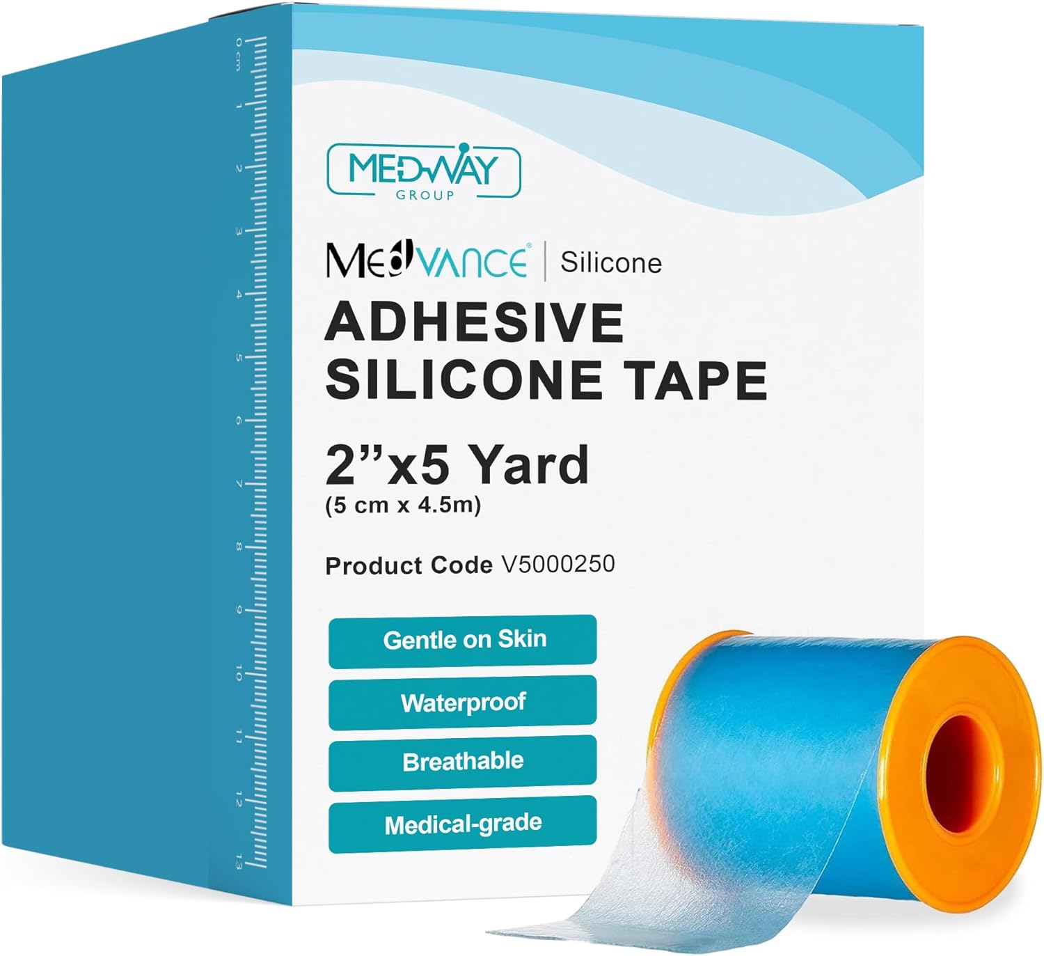 MedVance Silicone Adhesive Medical Tape, Scar Sheet,1" x5' (1 Pack)