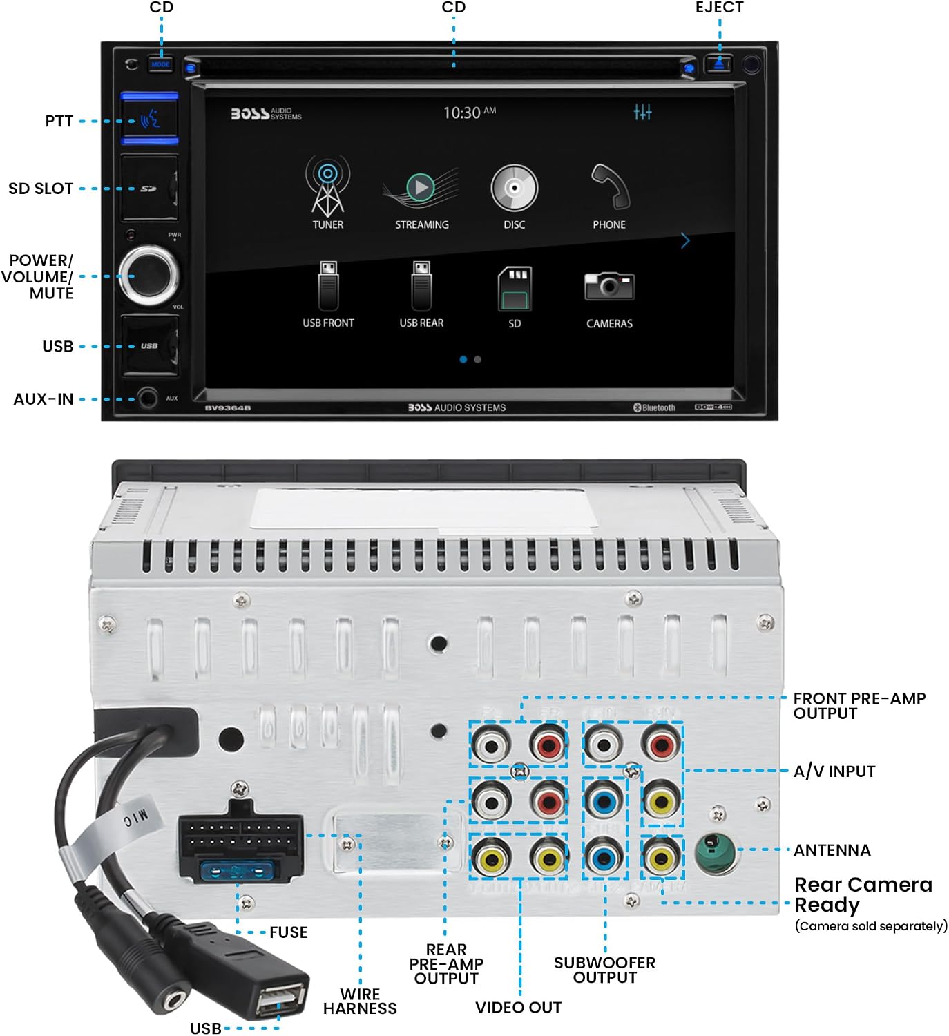 BOSS Audio Systems BV9364B Car Stereo, Hands-Free Calling, Double DIN