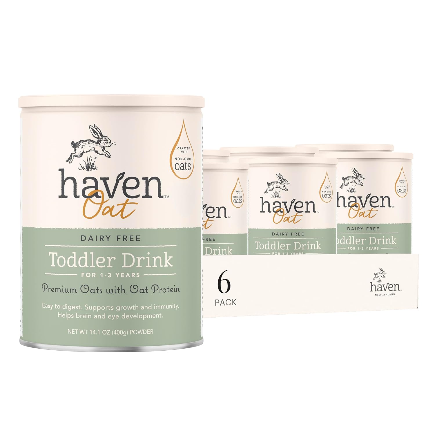 Haven Oat Toddler Formula, Dairy Free, 12+ Months, 14.1oz | European Oat Protein, No Corn Syrup or Maltodextrin, No Palm Oil, Plant-Based DHA Omega-3, Prebiotics & Probiotics, Lutein