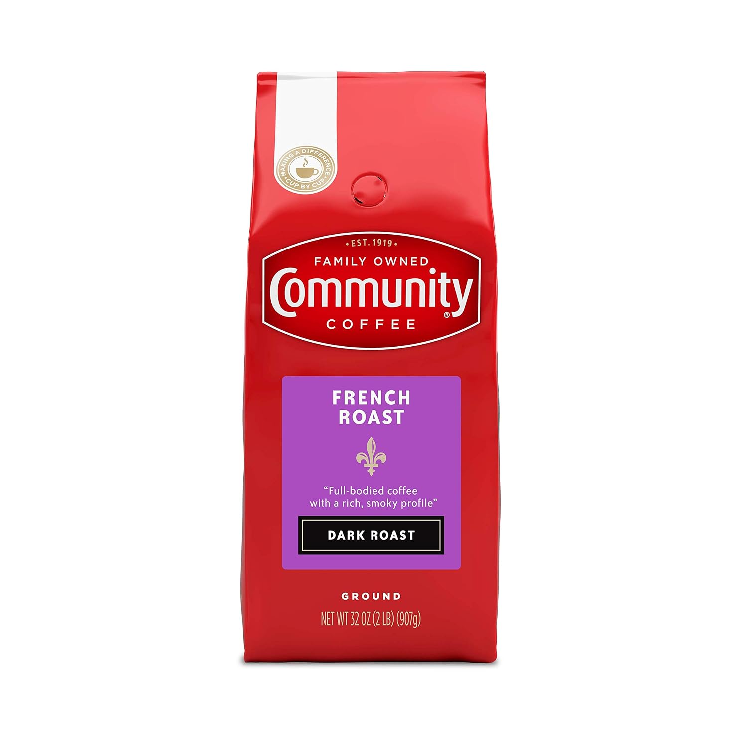 Community Coffee French Roast, Ground Coffee, Extra Dark Roast, 12 Ounce Bag (Pack of 1)