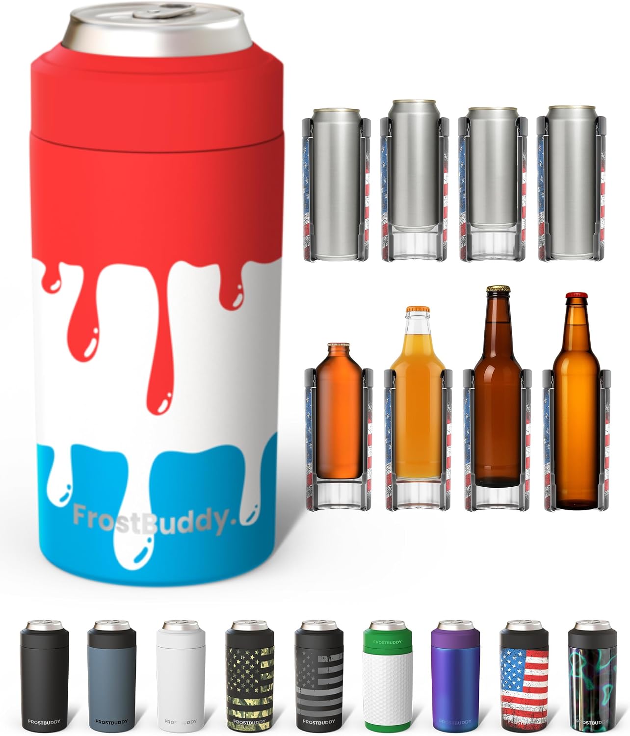 Frost Buddy Universal Can Cooler - Fits Slim Cans, 12 & 16oz (MatteBlack)