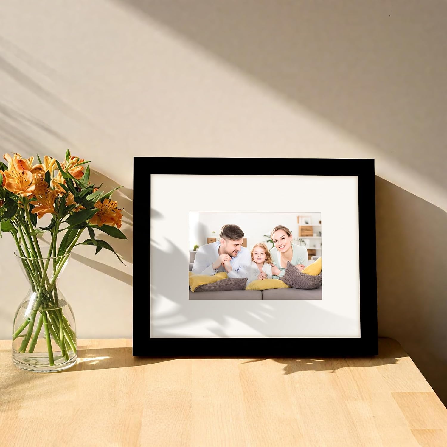 Picture Frames 8x8 2 Pack Made of Solid Wood Black for Wall Mounting and Tabletop Display