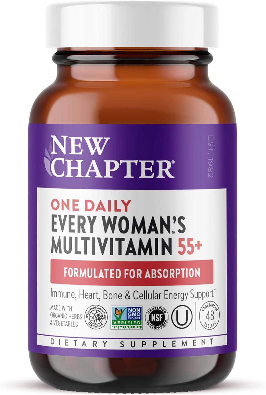 New Chapter Every Woman's One Daily 55+ - Multivitamin for Women - Supports Immune, Bone & Vision Health* - Gentle on the Stomach - Non-GMO, Gluten Free, Dairy Free, Vegetarian & Kosher - 48 Tablets