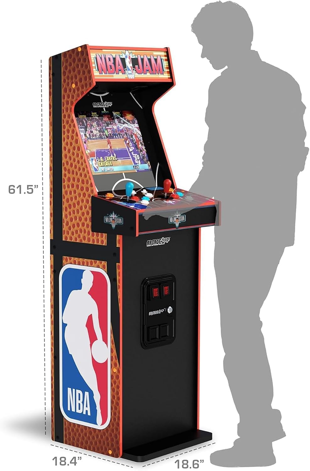 Arcade1Up NBA JAM Deluxe 2-Player Home Arcade Machine, Over 5-Foot Cabinet with Online Multiplayer, Light-Up Marquee, and 3 Classic Basketball Games