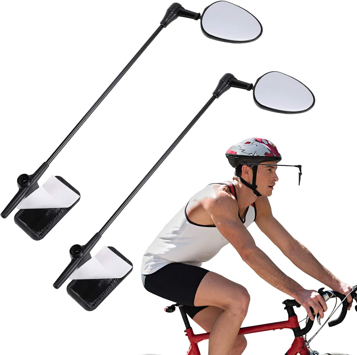 Accmor 2 Pack Bike Helmet Mirror, 360 Degree Adjustable Lightweight Bicycle Cycling Rear View Helmet Mirror for Cycling, Cycling Accessories