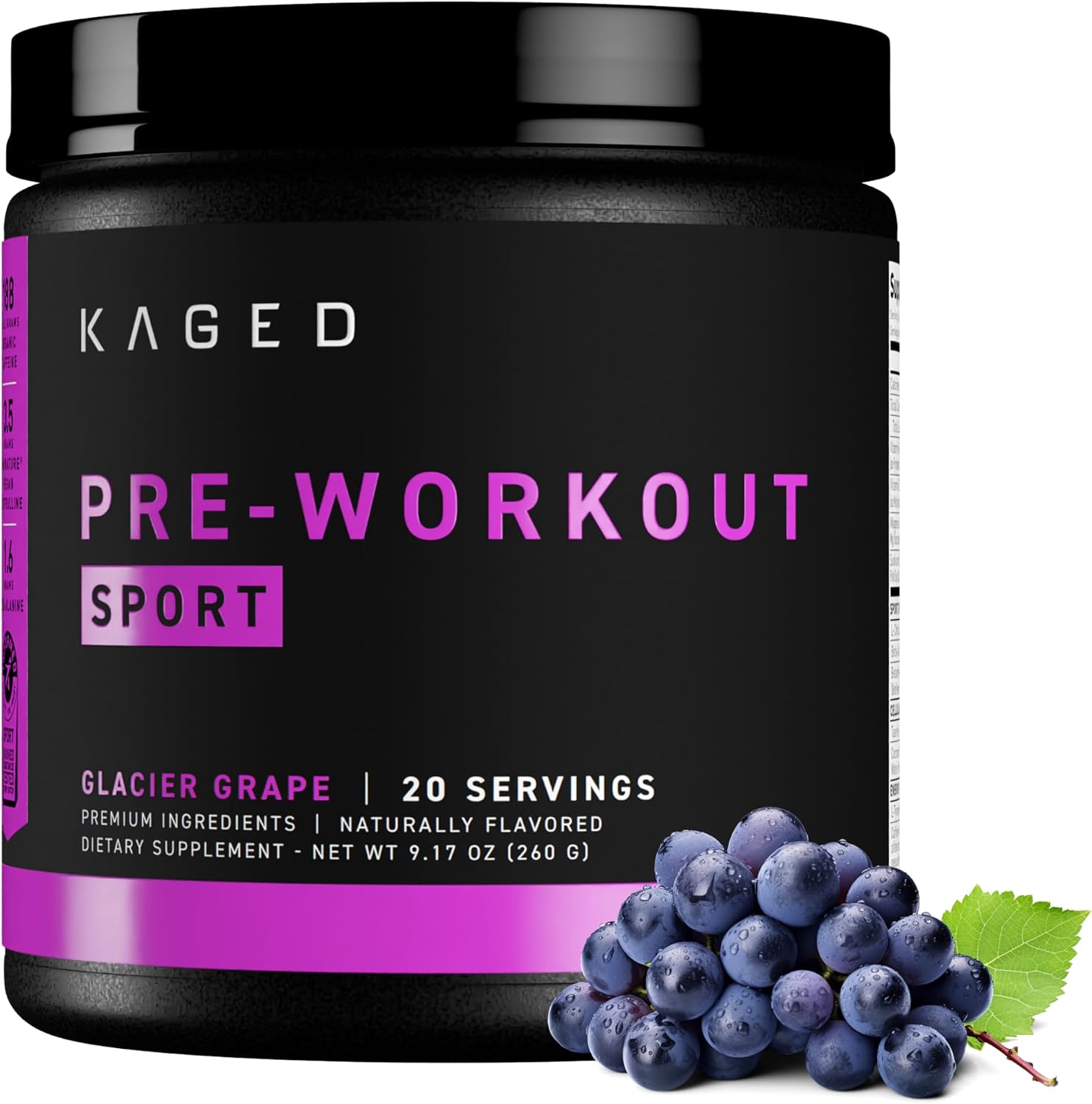 Kaged Sport Pre Workout Powder for Men & Women, Mango Lime, Sport Certified, 188mg Caffeine, Nitric Oxide Supplement, Beta Alanine for Energy