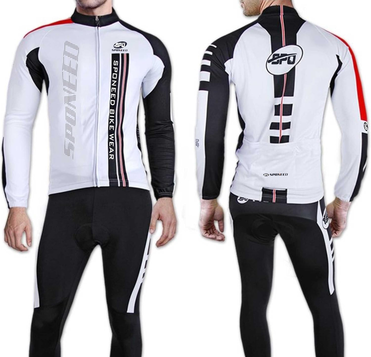 sponeed Cycling Clothes for Men Long Sleeve Mountain Bike Road Bicycle Shirt Jerseys Padded Pants Biking Outfits