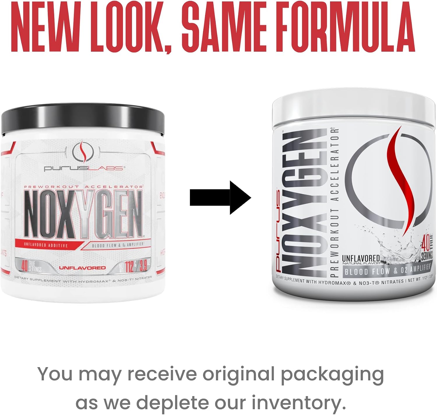 Purus Labs NOXygen Powder Pre-Workout Accelerator | Nitric Oxide Booster & Oxygen Amplifier | Hydromax Glycerol & NO3-T Nitrates | 40 Servings, Pack of 2 (Unflavored)