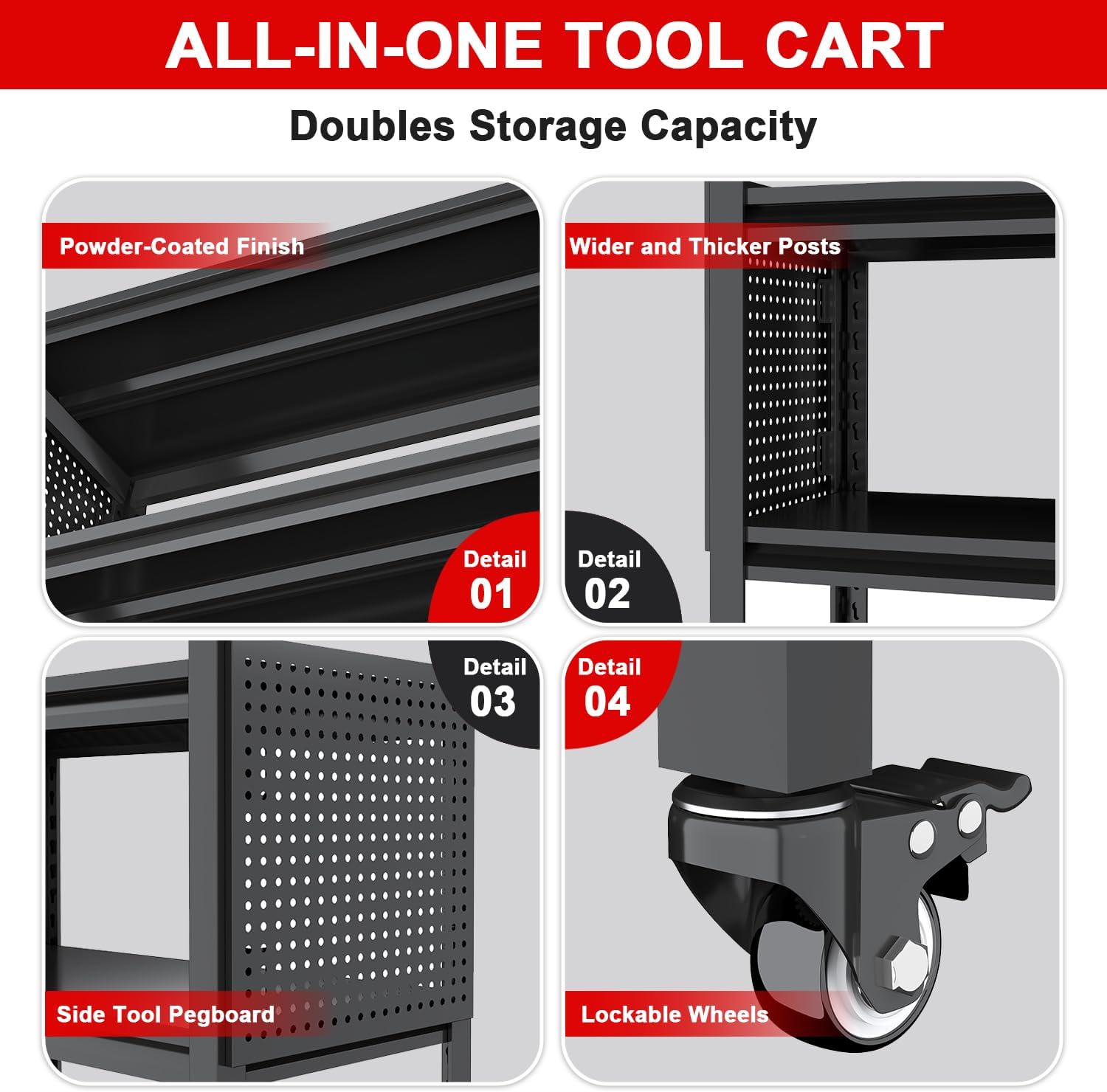 Work Bench with Pegboard,Heavy Duty 3000lbs Capacity Workbench Adjustable Shelves,Work Table for Garage Warehouse47.2 H*47.09" W*19" D