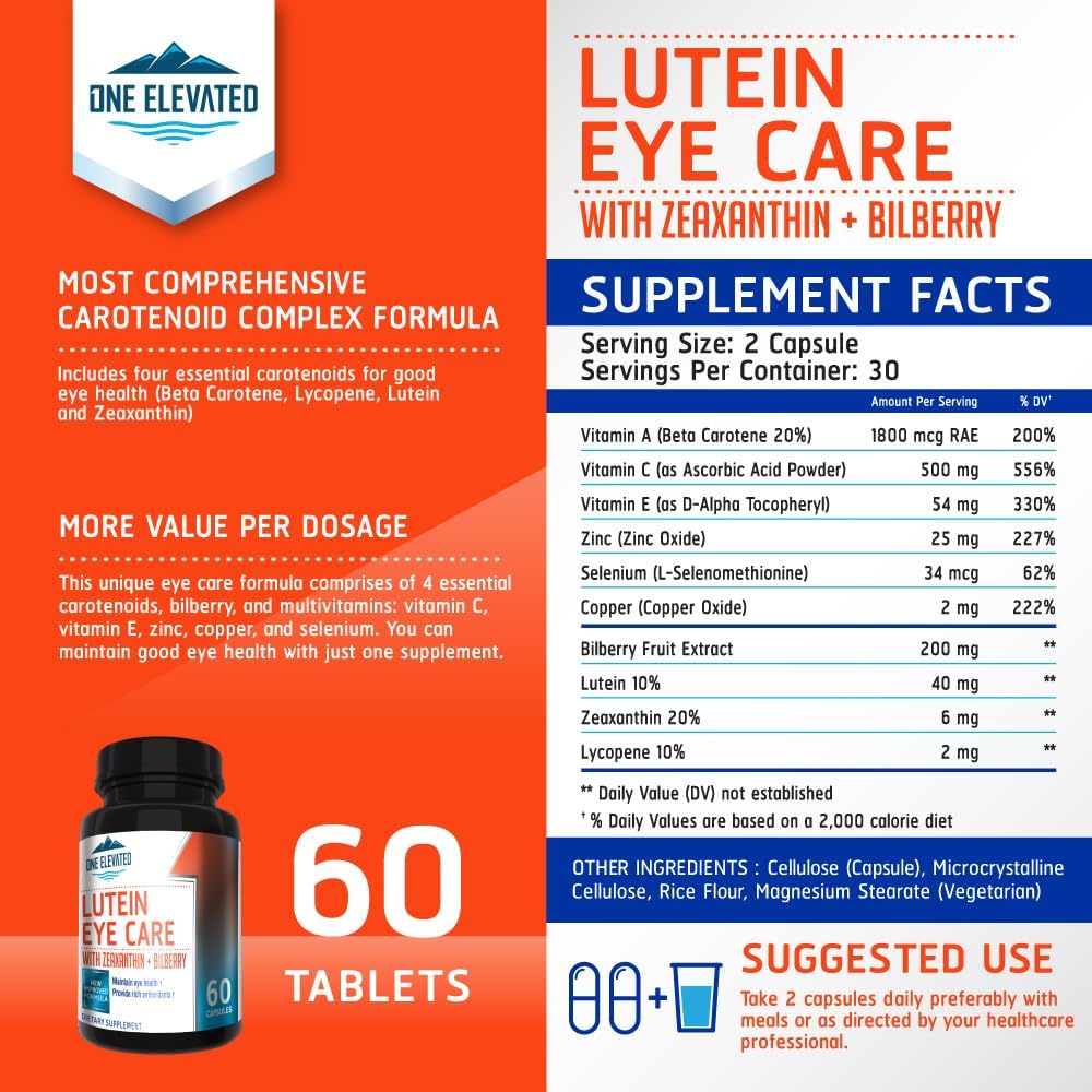 Newly Improved Super Strength Eye Care Formula - Highest Pharmaceutical Grade Lutein, Zeaxanthin