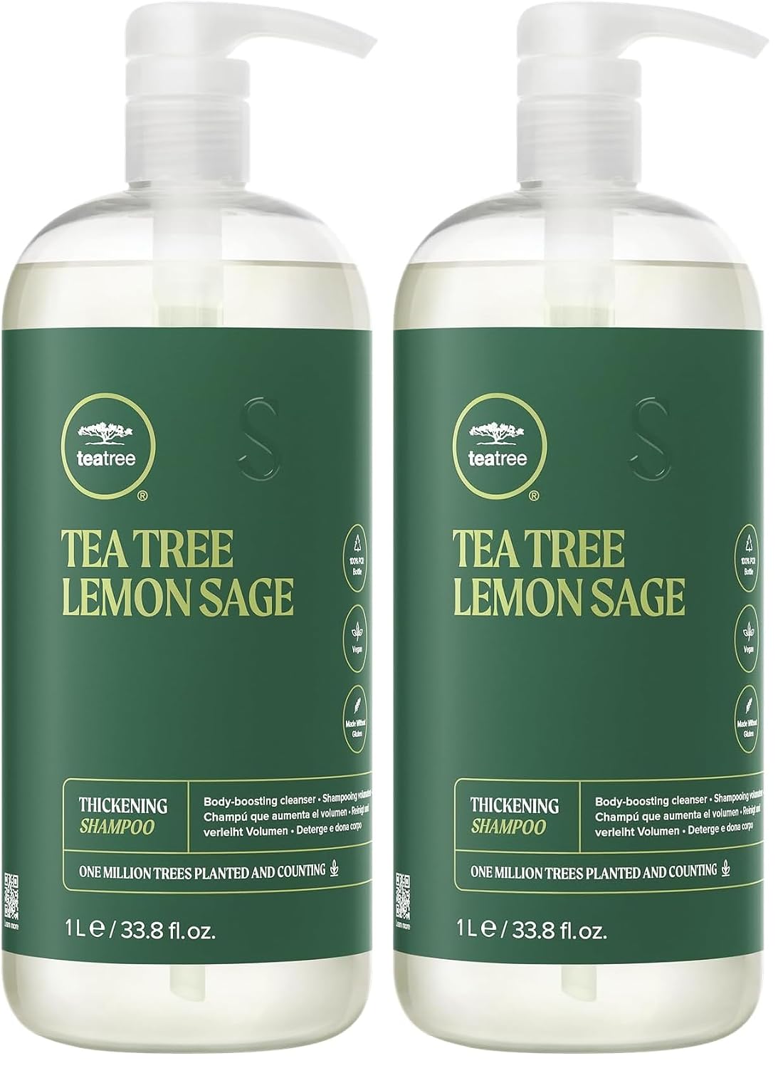 Tea Tree Lemon Sage Thickening Shampoo, Builds Body + Boosts Volume, For Fine Hair