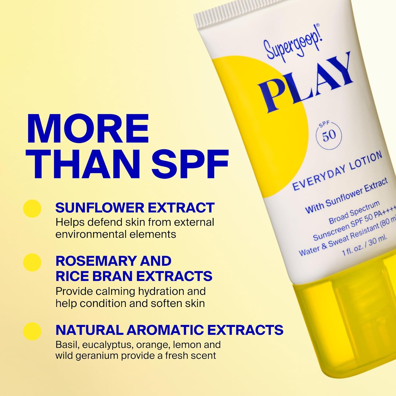 Supergoop! PLAY Everyday Lotion - Broad Spectrum Body & Face Sunscreen - Great for Active Days - Fast Absorbing, Water & Sweat Resistant