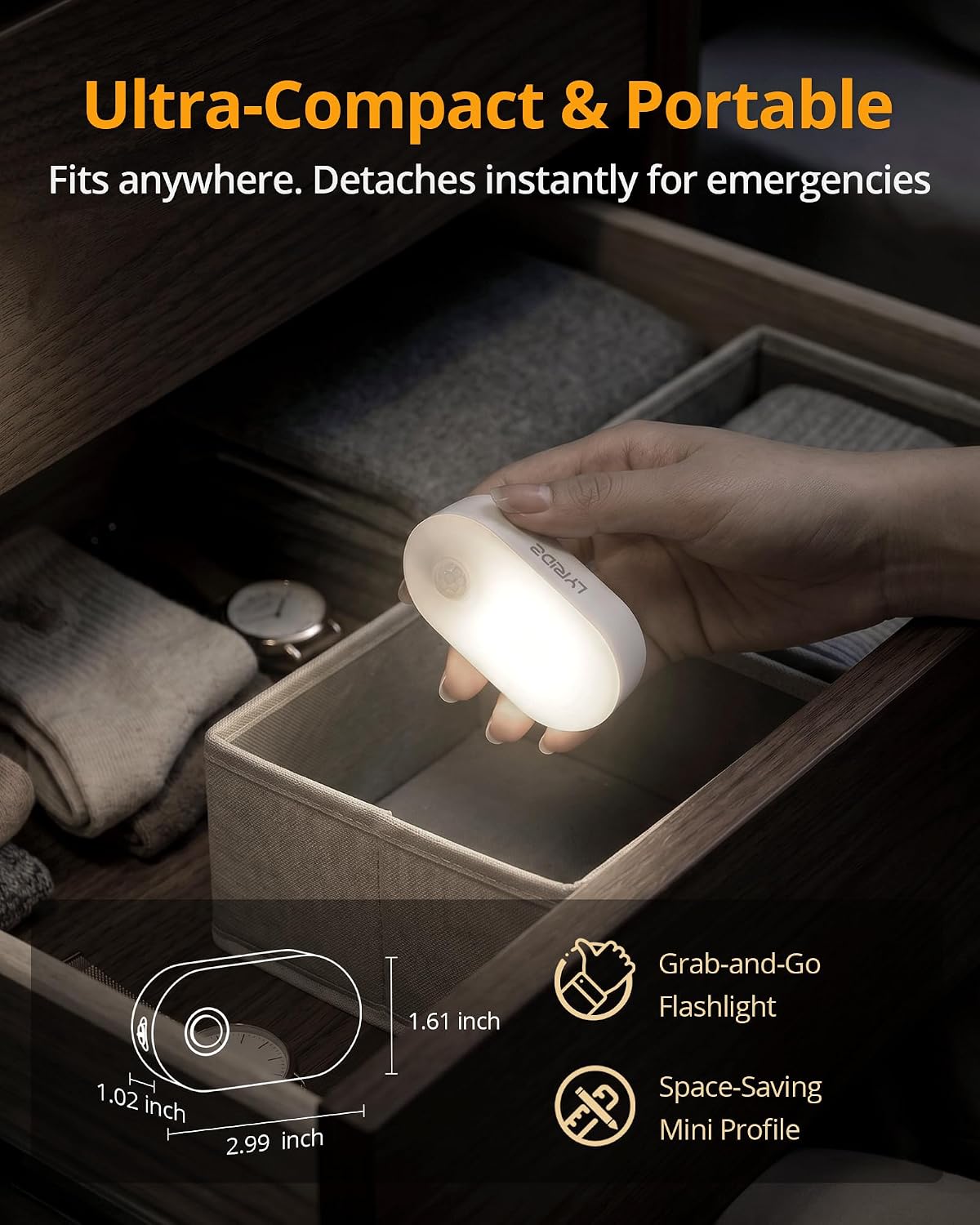 Lyridz Rechargeable Battery Night Light with Motion Sensor, 4-Pack