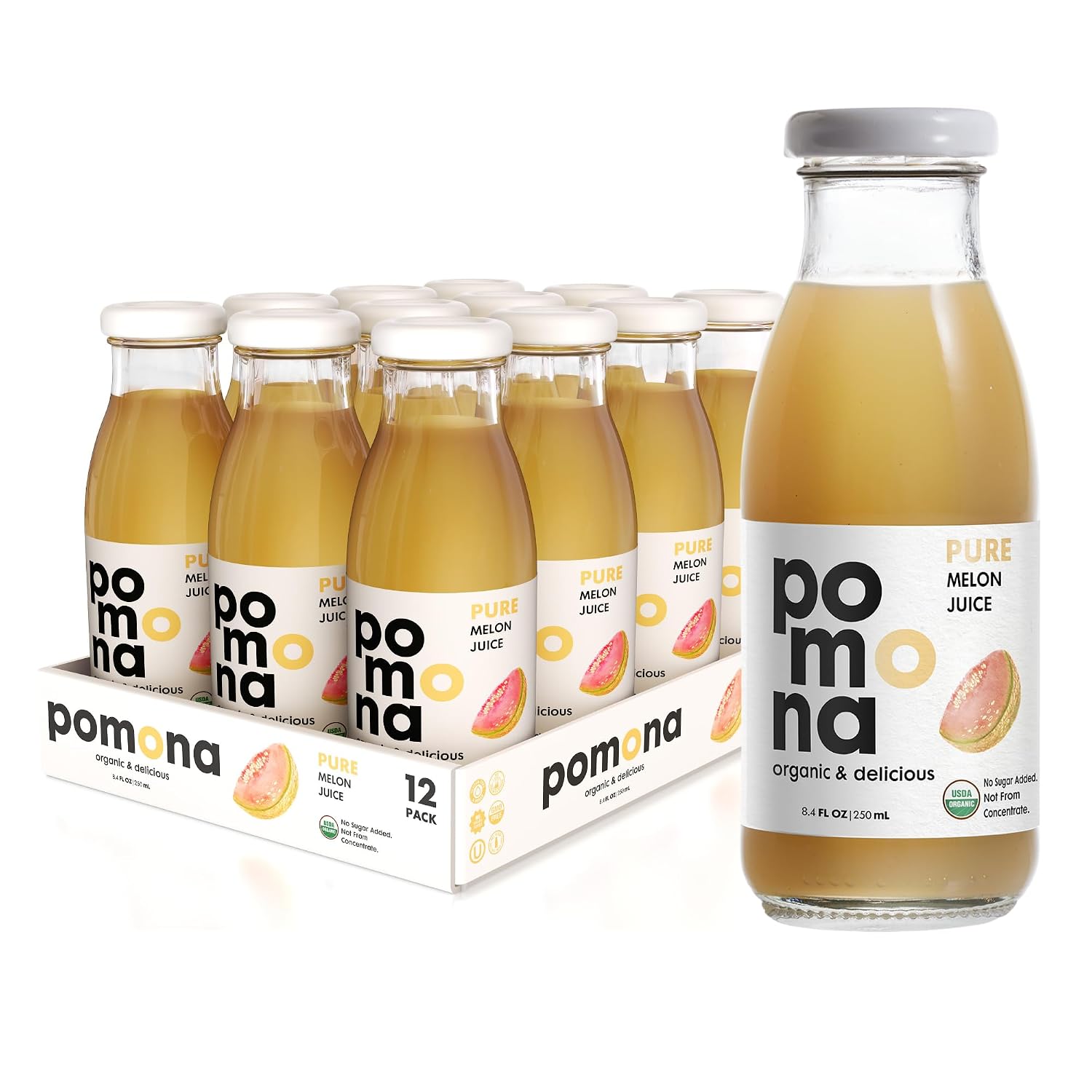 Pomona Organic Pure Black Cherry Juice, Cold Pressed Organic Juice, Non-GMO, No Sugar Added, Not from Concentrate, Gluten Free, Kosher Certified, Preservative Free 8.4 Ounce (Pack of 12),