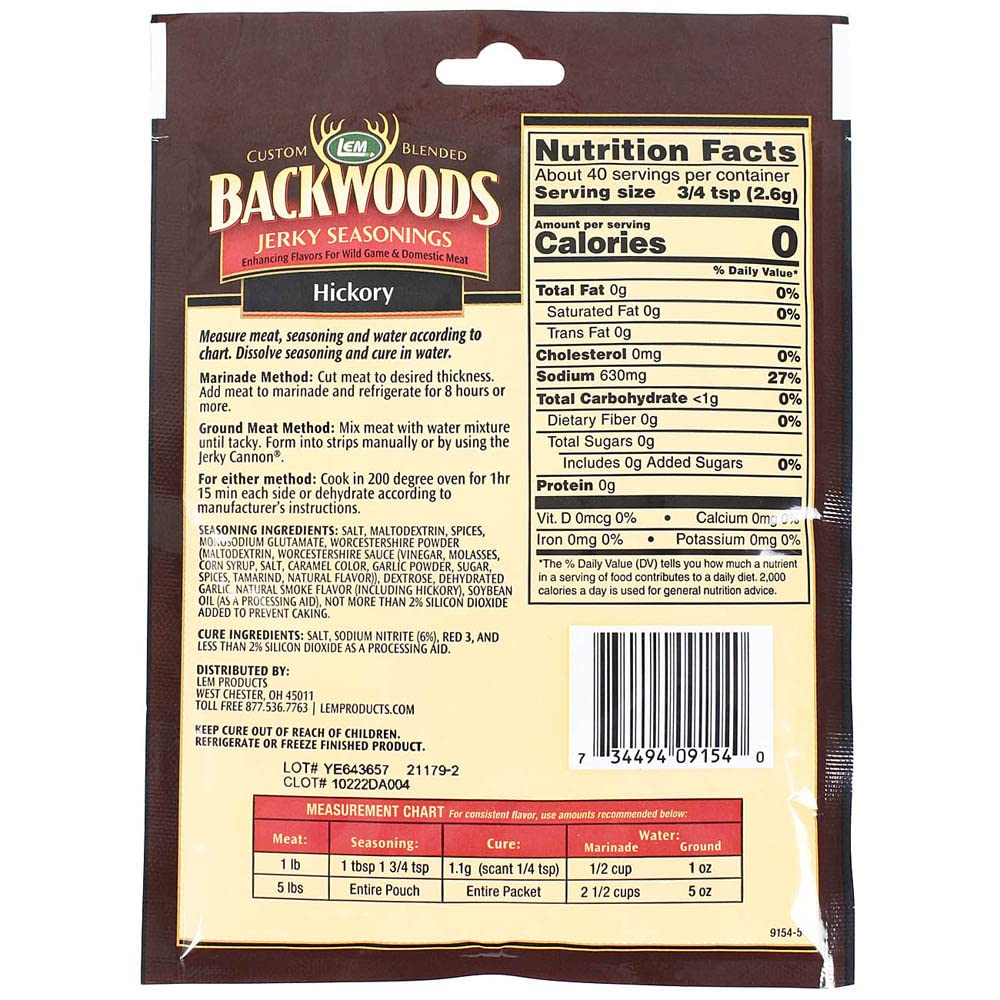 LEM Backwoods Hickory Jerky Seasoning, 3.6oz (103g)