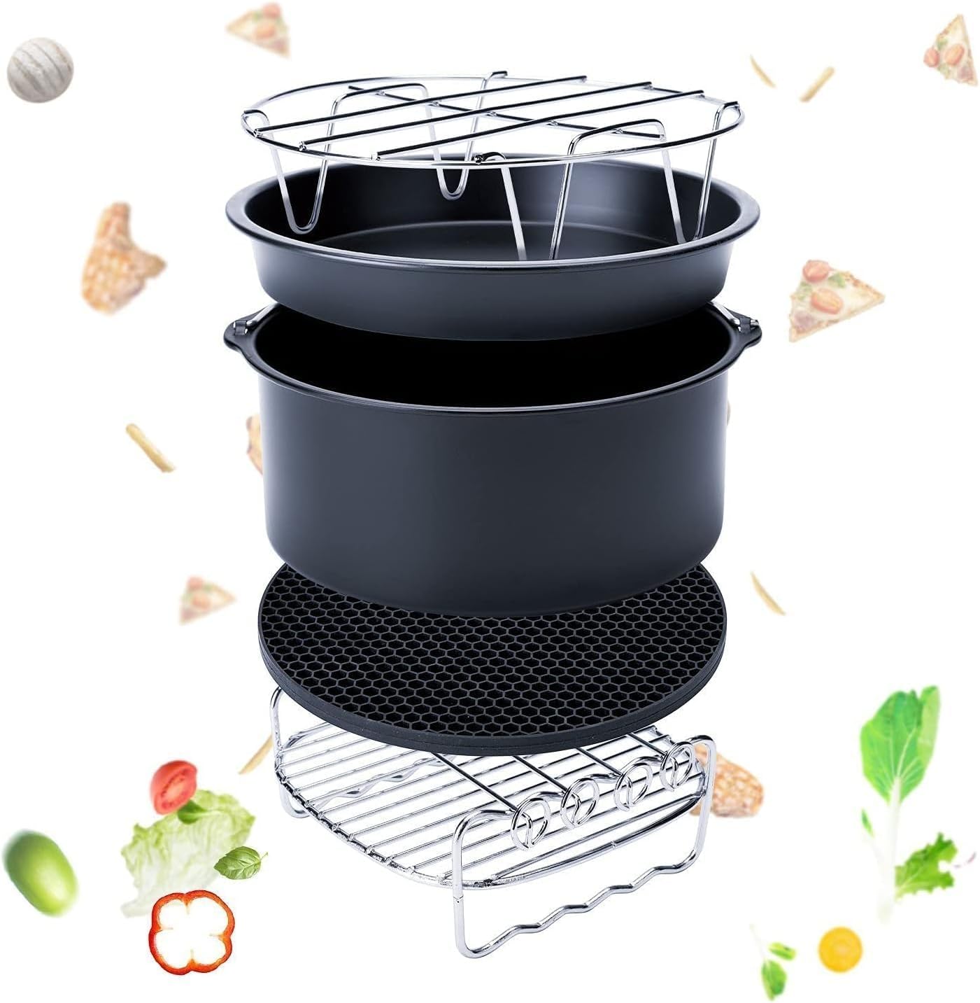 8 Inch Cooking Rack Round 304 Stainless Steel Cooling Racks Baking and Cooling Steaming Rack w Stand Cookware for Air Fryer Pressure Cooker Canning 2Pcs