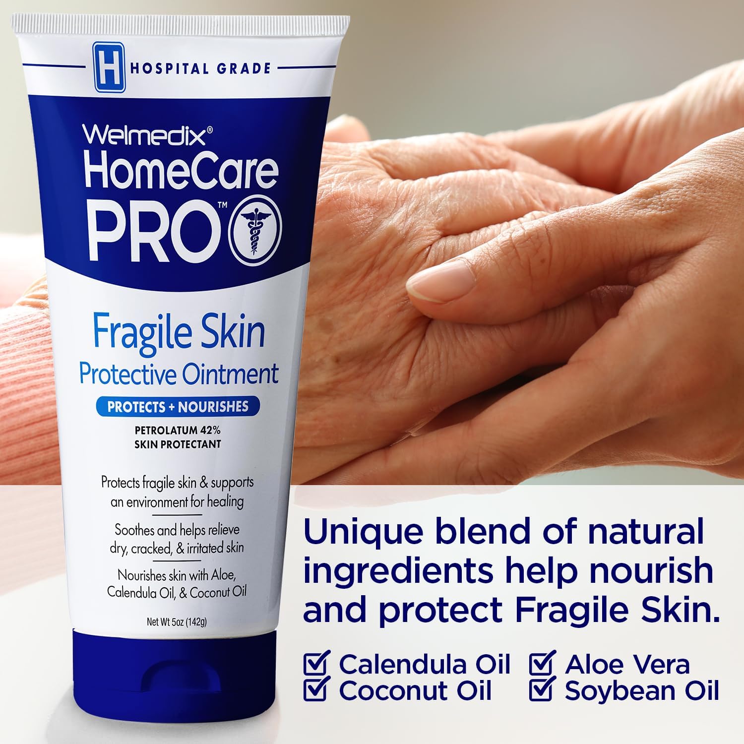 Welmedix Healing Ointment for Dry Skin - Skin Protection Barrier Cream | Hospital Grade Intensive Healing Ointment - Moisturizer for Very Dry, Cracked Skin - 5oz Tube