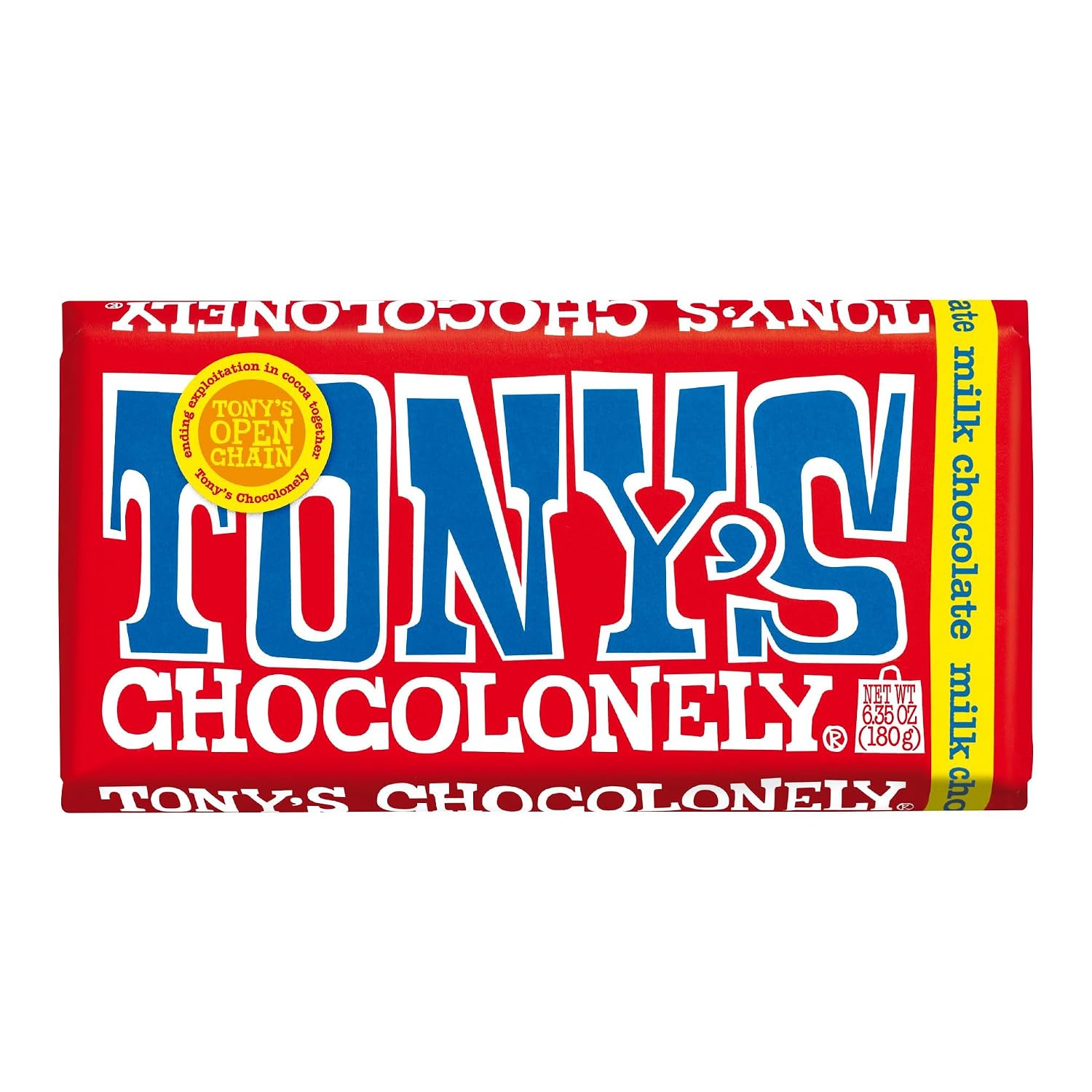 Tony’s Chocolonely 32% Milk Chocolate Caramel Sea Salt Bars, No Artificial Flavoring, Fairtrade & B Corp Certified, 6.35 Ounce (15 Bars)